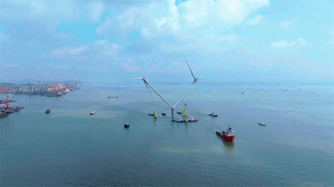 大國重器！全球最大漂浮式風電平（píng）台啟航出海