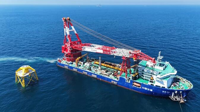 華能山東L場址海（hǎi）上風電項（xiàng）目導（dǎo）管架基礎施（shī）工圓滿完成